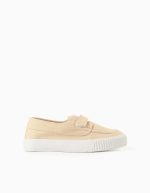 Chaussures bateau en toile à scratch pour garçon beige clair