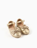 Ballerines dorées à découpes et nœud pour bébés fille – Image 2