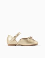 Ballerines à découpes et nœud pour filles dorée
