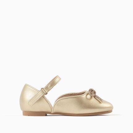 Ballerines à découpes et nœud pour filles dorée