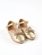 Ballerines à découpes et nœud pour filles dorée – Image 2