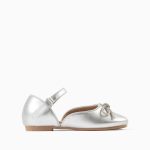 Ballerines à découpes et nœud pour filles argentée