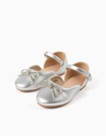 Ballerines à découpes et nœud pour filles argentée – Image 2