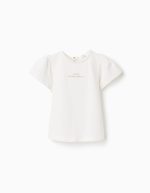 T-shirt à imprimé Fleurs d'Amour pour bébé fille blanc/doré