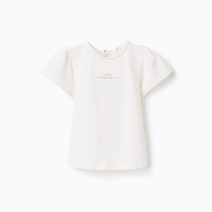 T-shirt à imprimé Fleurs d'Amour pour bébé fille blanc/doré