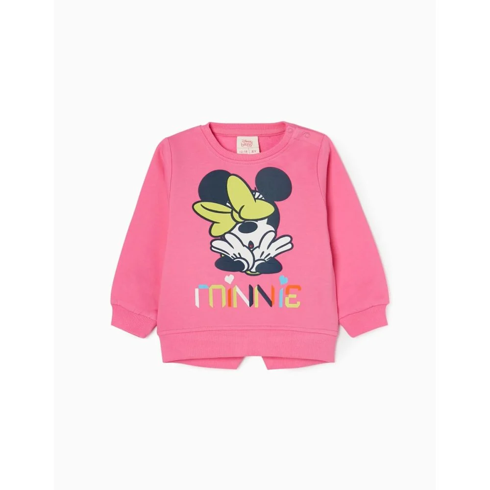 Brushed Sweatshirt 100% Cotton for Baby Girls 'Minnie', Pink – Image 1