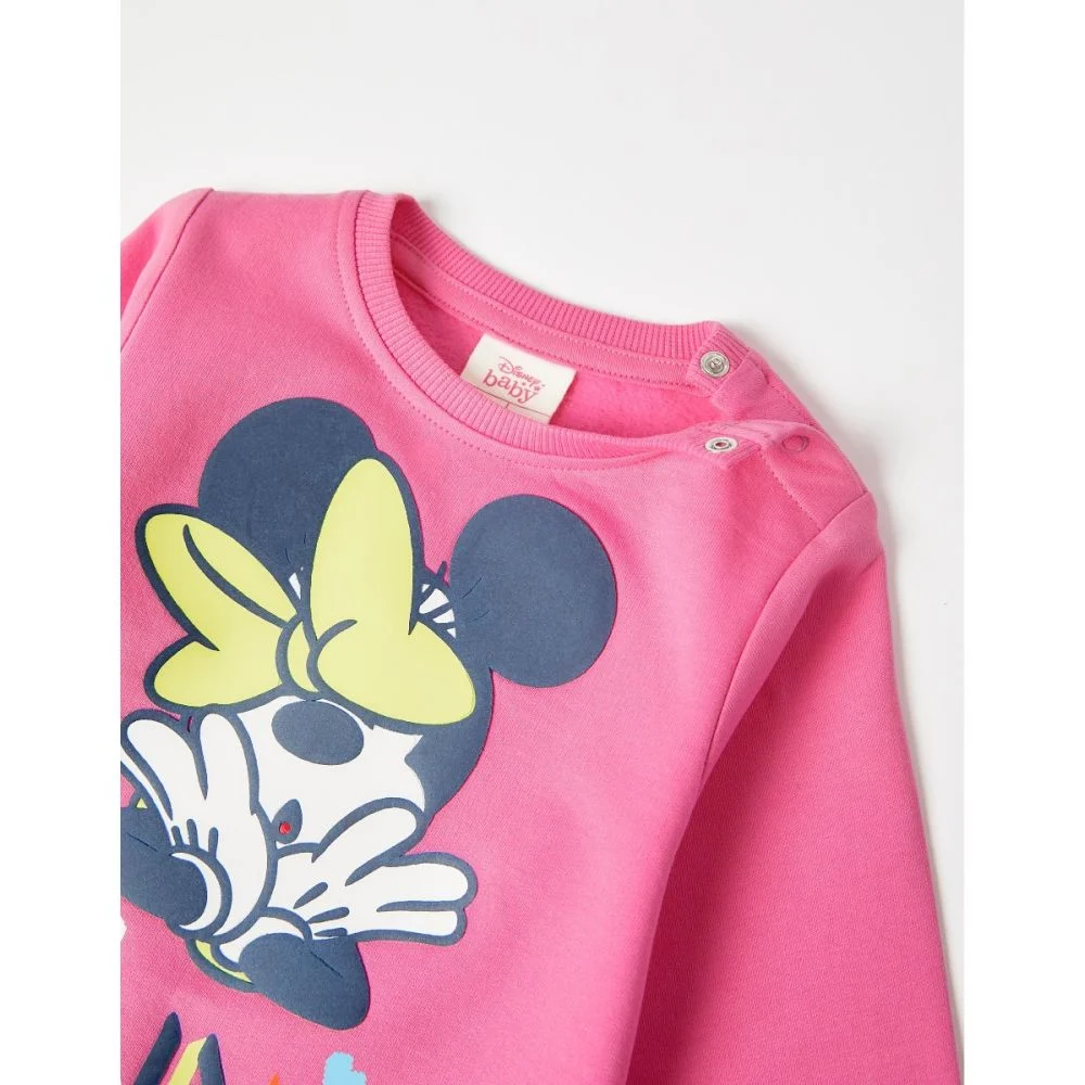Brushed Sweatshirt 100% Cotton for Baby Girls 'Minnie', Pink – Image 4