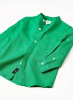 SHIRT LS LINEN, GREEN – Image 3