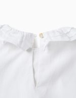 Chemisier en sergé de coton à volants pour filles, blanc – Image 3