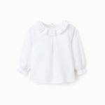 Blouse en sergé de coton à volants pour bébé fille, blanche