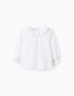 Blouse en sergé de coton à volants pour bébé fille, blanche