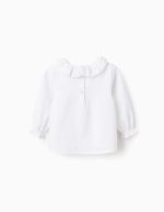 Blouse en sergé de coton à volants pour bébé fille, blanche – Image 2