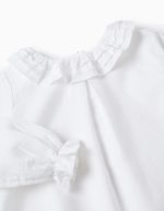 Blouse en sergé de coton à volants pour bébé fille, blanche – Image 3