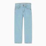 Jean en coton pour garçon, coupe droite, bleu clair