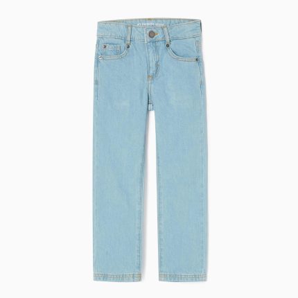 Jean en coton pour garçon, coupe droite, bleu clair