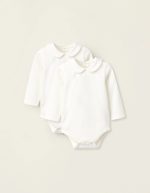 Lot de 2 bodies à col Claudine pour nouveau-nés filles, blancs