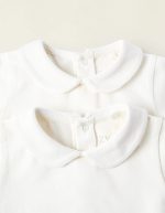 Lot de 2 bodies à col Claudine pour nouveau-nés filles, blancs – Image 3