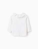 T-shirt à manches longues et col à volants pour bébé fille, blanc – Image 2
