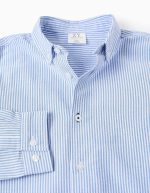 Chemise Oxford rayée pour garçon, blanche/bleue – Image 3