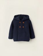 Gilet à capuche avec pompon pour nouveau-nés, bleu foncé