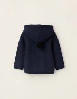 Gilet à capuche avec pompon pour nouveau-nés, bleu foncé – Image 2