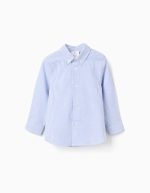 Chemise Oxford rayée pour bébé garçon, blanche/bleue