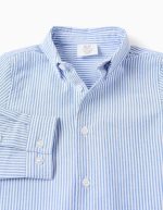 Chemise Oxford rayée pour bébé garçon, blanche/bleue – Image 3