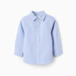 Chemise en coton Oxford pour bébé garçon, bleue