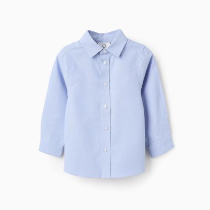 Chemise en coton Oxford pour bébé garçon, bleue