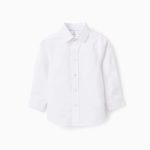 Chemise en coton Oxford pour bébé garçon, blanche