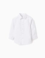 Chemise en coton Oxford pour bébé garçon, blanche