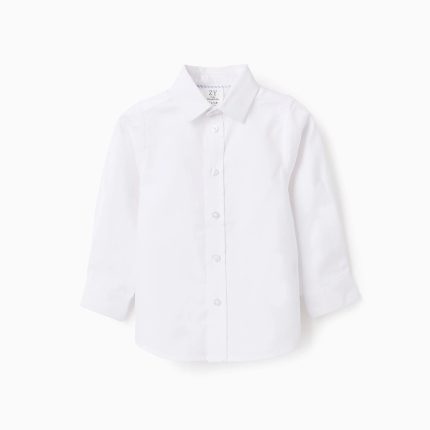 Chemise en coton Oxford pour bébé garçon, blanche