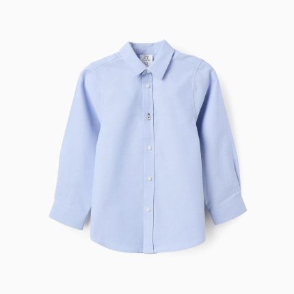 Chemise en coton Oxford pour garçon, bleue