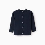 Gilet à col rond pour bébé fille, bleu foncé
