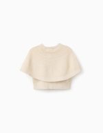 Gilet en maille beige à manches cape et lurex pour bébé fille – Image 2
