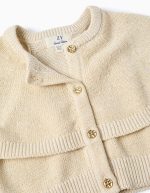 Gilet en maille beige à manches cape et lurex pour bébé fille – Image 3