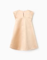 Robe longue en satin doré avec application de fleurs et doublure pour filles – Image 2