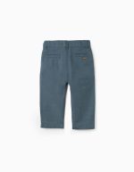 Pantalon chino à coupe droite en lin et coton pour bébé garçon, bleu foncé – Image 2