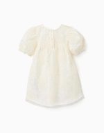 Robe blanche à manches bouffantes et fleurs 3D pour bébé fille – Image 2