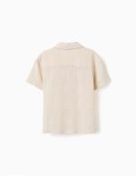 Chemise en coton à manches courtes avec poches poitrine pour garçons, beige clair – Image 2