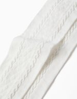 Collants tricotés à motif jacquard pour filles, blancs – Image 3