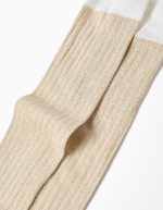 Collants côtelés avec fils de lurex pour filles, blancs/dorés – Image 2