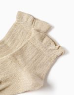 Chaussettes côtelées à volants et lurex pour filles, dorées – Image 2