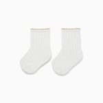 Chaussettes mi-mollet en jacquard et lurex pour bébés filles, blanches et dorées