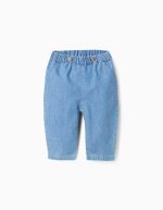 Jean en coton avec taille élastique pour nouveau-nés, bleu