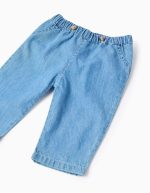 Jean en coton avec taille élastique pour nouveau-nés, bleu – Image 3