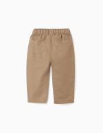 Pantalon en lin avec cordon de serrage pour bébé garçon, beige foncé – Image 2