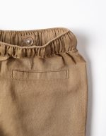 Pantalon en lin avec cordon de serrage pour bébé garçon, beige foncé – Image 3
