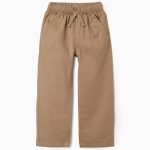 PANTALONS EN LIN BEIGE FONCÉ