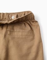 PANTALONS EN LIN BEIGE FONCÉ – Image 3